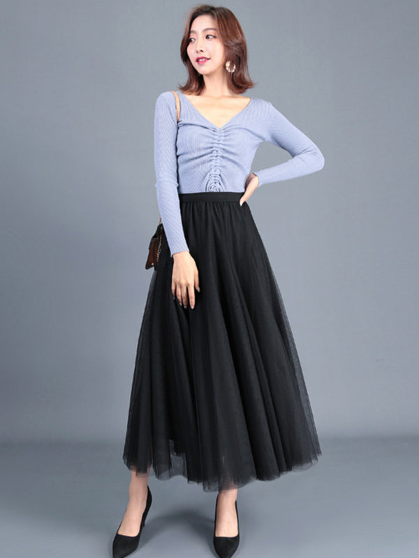 Jupe trapèze en mousseline tissée pour femme 