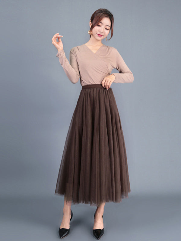 Jupe trapèze en mousseline tissée pour femme 