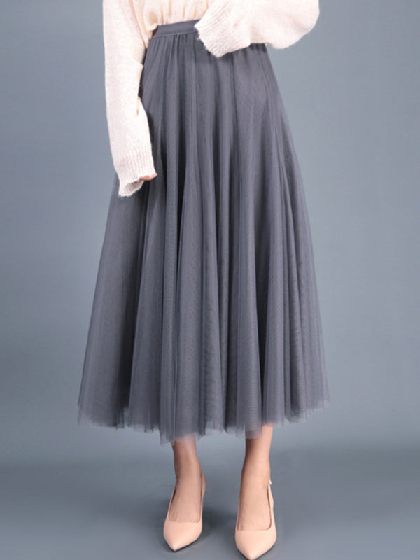 Jupe trapèze en mousseline tissée pour femme 