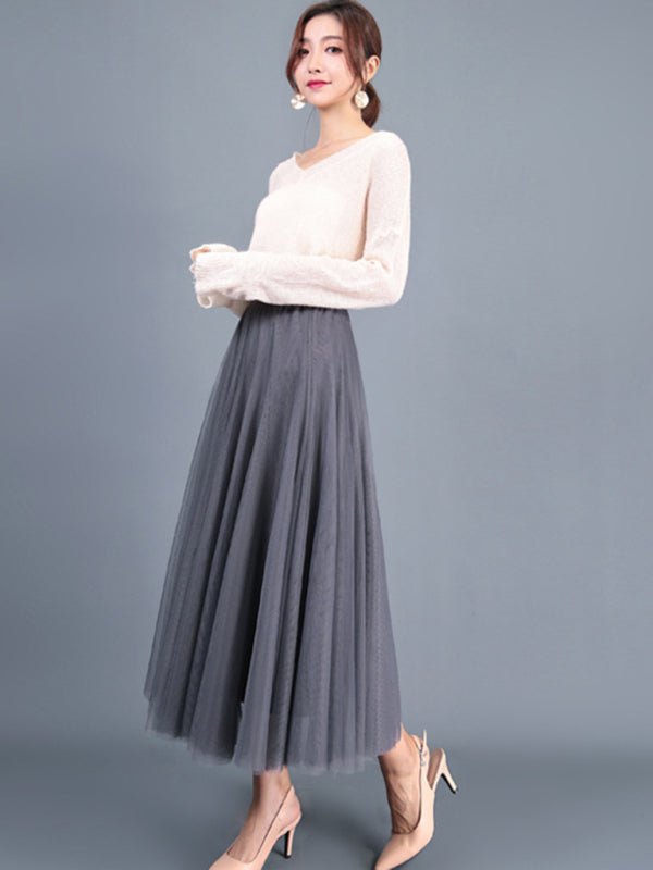 Jupe trapèze en mousseline tissée pour femme 
