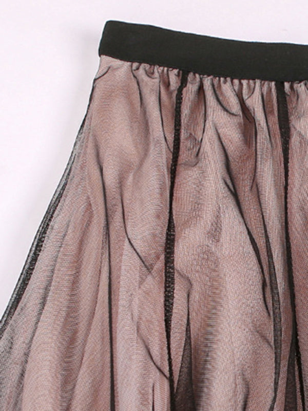 Jupe trapèze en mousseline tissée pour femme 