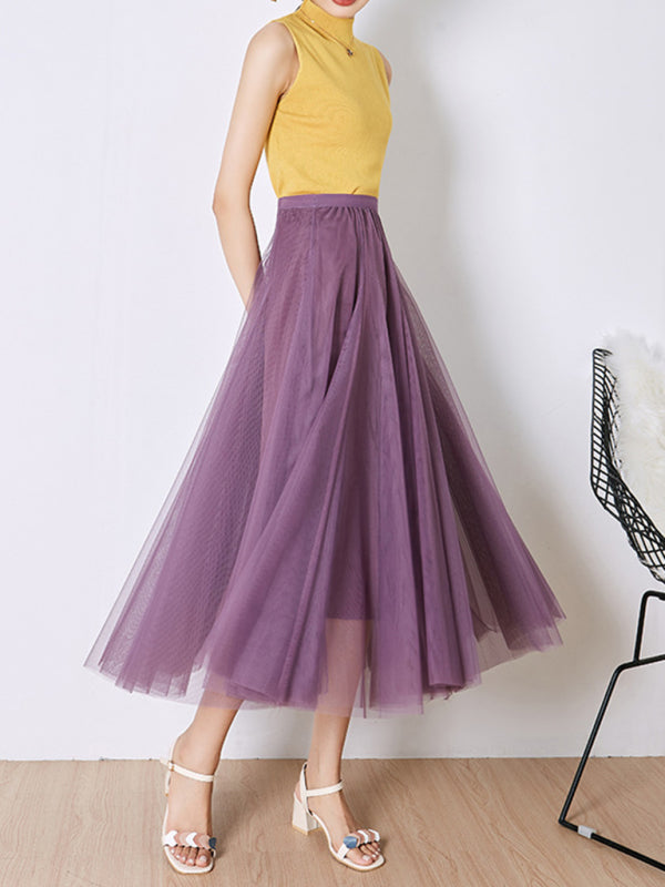 Jupe trapèze en mousseline tissée pour femme 
