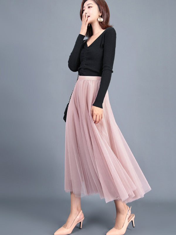 Jupe trapèze en mousseline tissée pour femme 