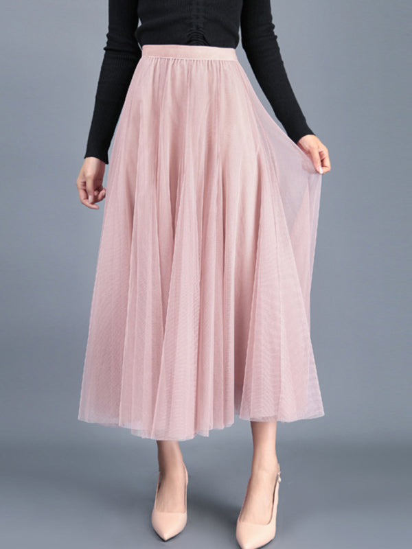 Jupe trapèze en mousseline tissée pour femme 