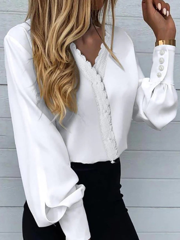 Damen-Langarmtop mit Print aus Spitze 