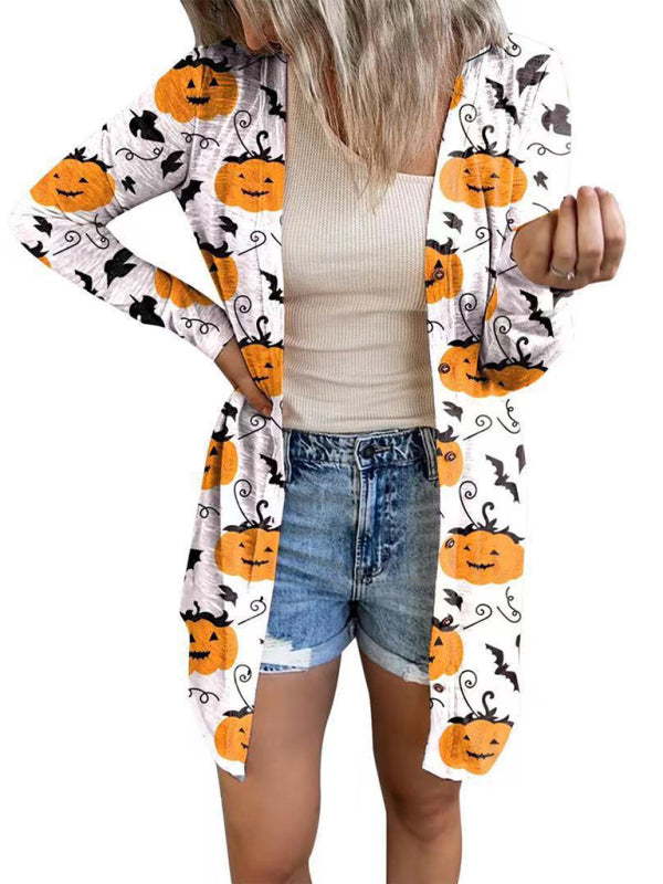 Women's Halloween-themed printed jacket cardigan - Closther