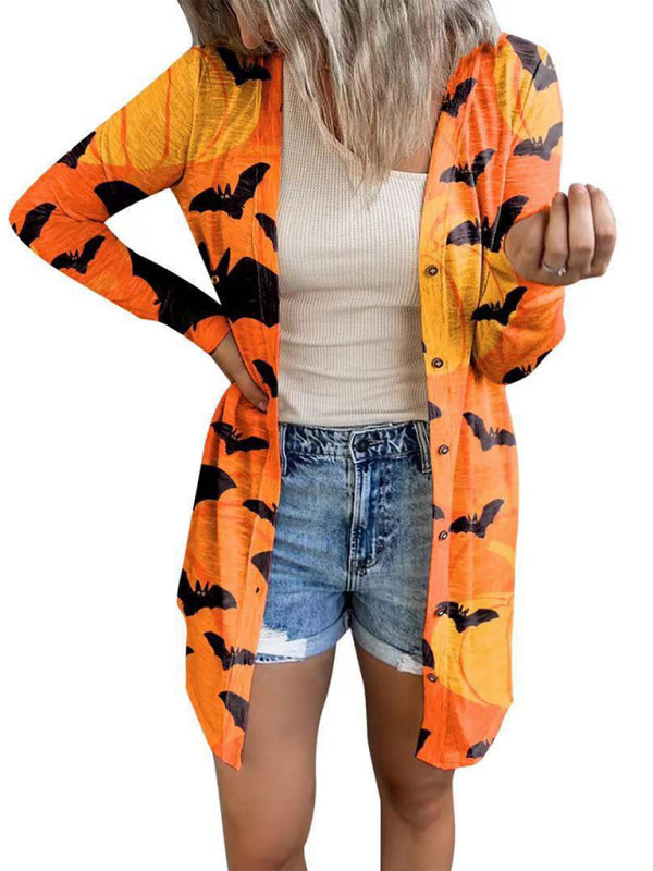 Women's Halloween-themed printed jacket cardigan - Closther