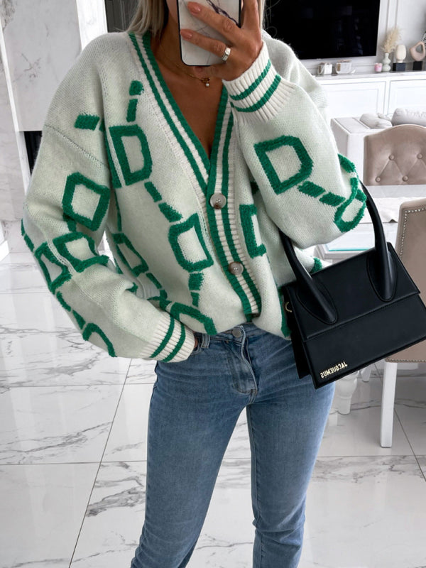 Gilet en maille contrastée à simple boutonnage et manches tombantes 