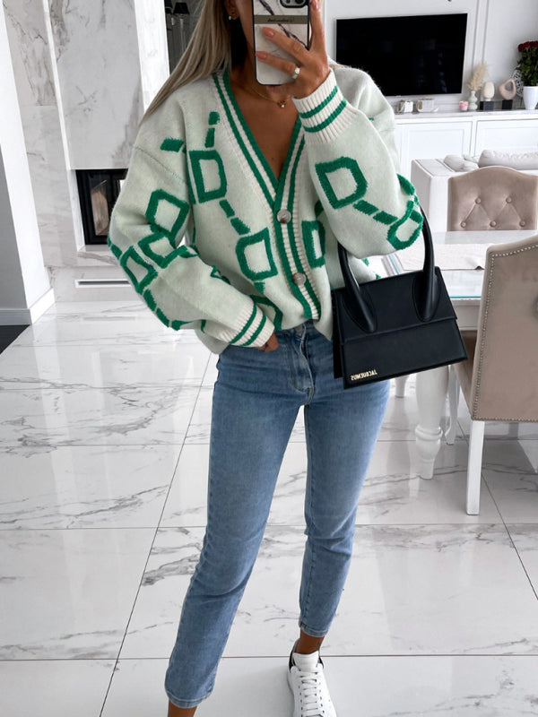 Gilet en maille contrastée à simple boutonnage et manches tombantes 