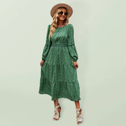Damen-Midikleid mit Blumenmuster und langen Ärmeln 