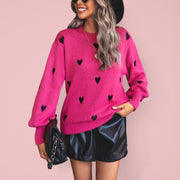 Heart Pattern Woolen Long Sleeve Sweater