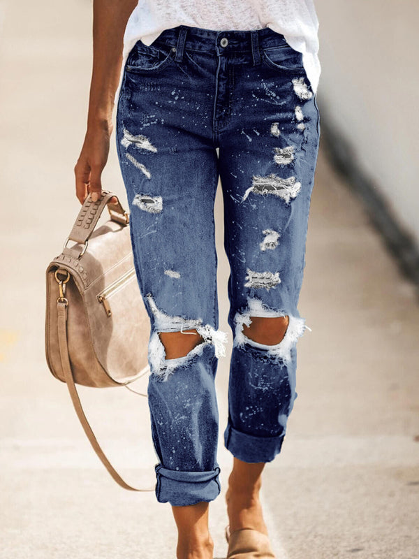 Stretch-Jeans im gewaschenen, zerrissenen Straight-Leg-Streetstyle 