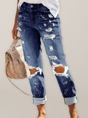 Stretch-Jeans im gewaschenen, zerrissenen Straight-Leg-Streetstyle 