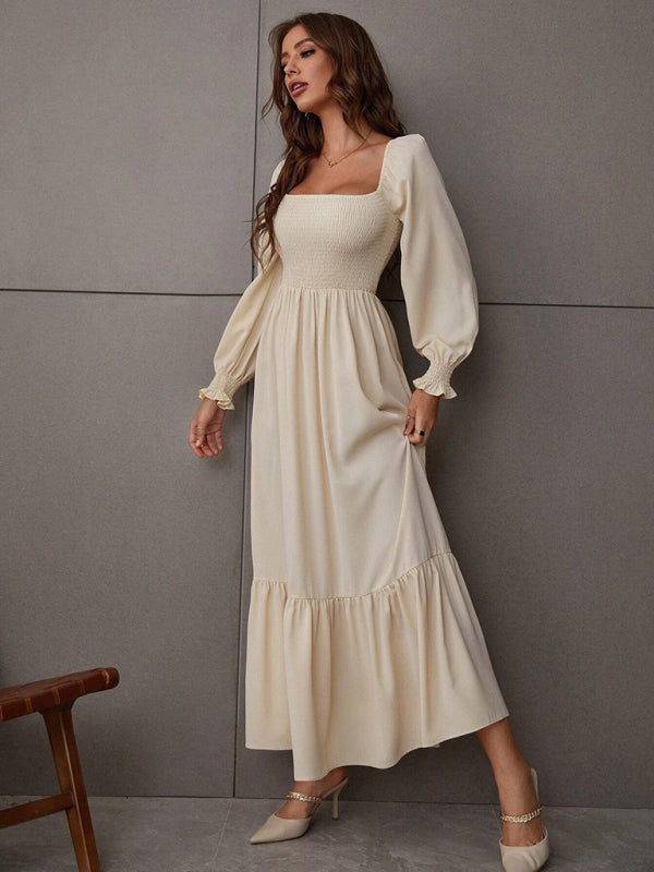 Fashion Hollow Outer Neck Long Sleeve Pullover Dress