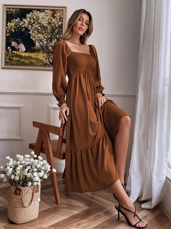 Fashion Hollow Outer Neck Long Sleeve Pullover Dress