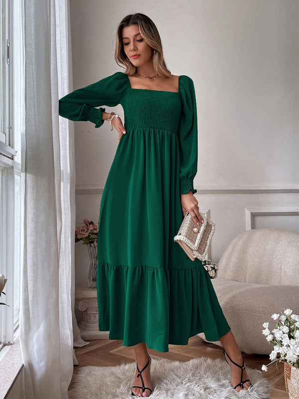 Fashion Hollow Outer Neck Long Sleeve Pullover Dress