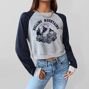 Sweat à capuche court décontracté à manches raglan en maille 
