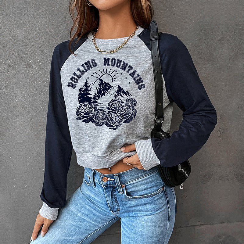 Sweat à capuche court décontracté à manches raglan en maille 