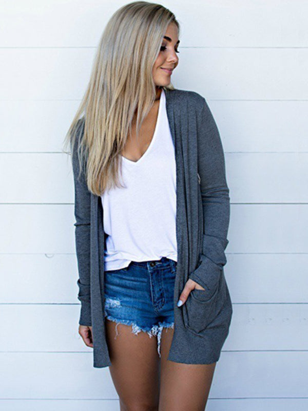 Neue Damen-Tops: Langarm-Strickshirt/Cardigan 