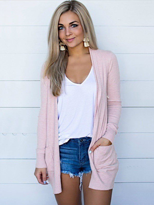 Neue Damen-Tops: Langarm-Strickshirt/Cardigan 