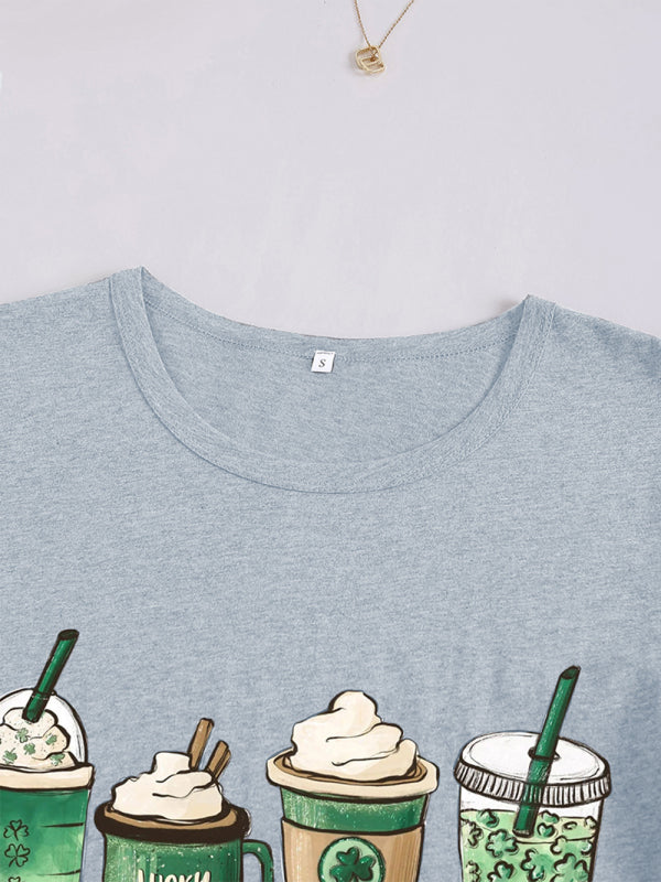 Damen-T-Shirt mit Grafik-Kaffee-Print 