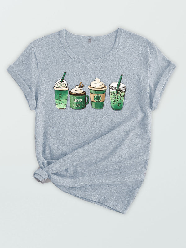 Damen-T-Shirt mit Grafik-Kaffee-Print 