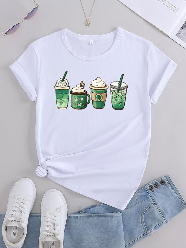 Damen-T-Shirt mit Grafik-Kaffee-Print 