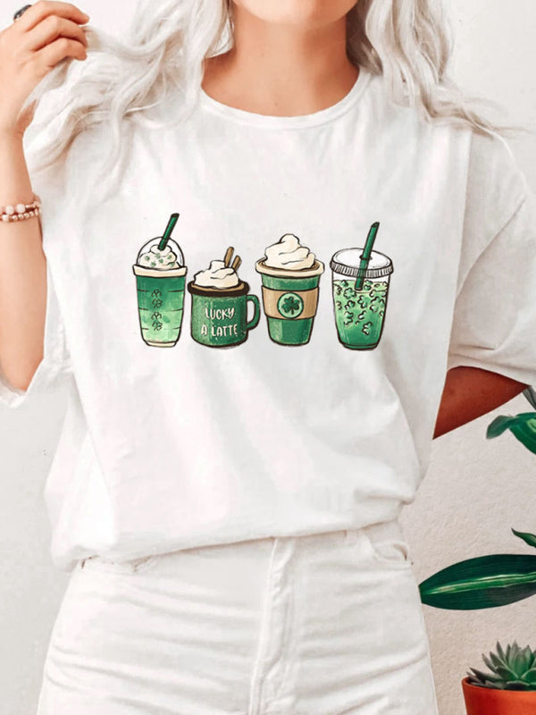 Damen-T-Shirt mit Grafik-Kaffee-Print 