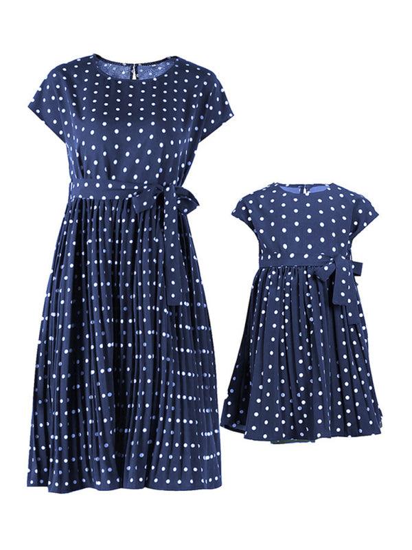 Women's Woven Polka Dot Pleated Midi Dress - Closther