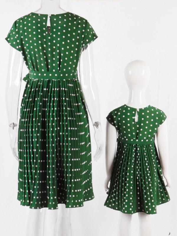 Women's Woven Polka Dot Pleated Midi Dress - Closther