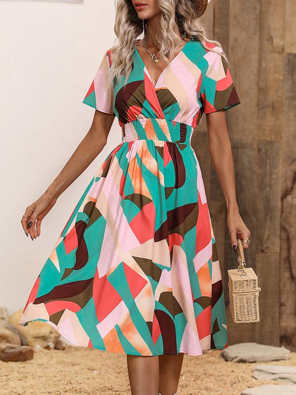 Midi-Kleid mit geometrischem Muster für den Urlaub 