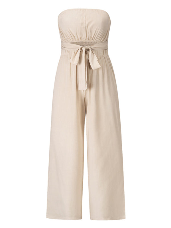 Sexy rückenfreier, schmal geschnittener Jumpsuit, europäischer und amerikanischer gerader Hosenanzug 