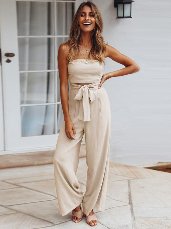 Sexy rückenfreier, schmal geschnittener Jumpsuit, europäischer und amerikanischer gerader Hosenanzug 
