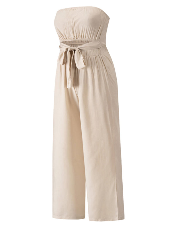 Sexy rückenfreier, schmal geschnittener Jumpsuit, europäischer und amerikanischer gerader Hosenanzug 