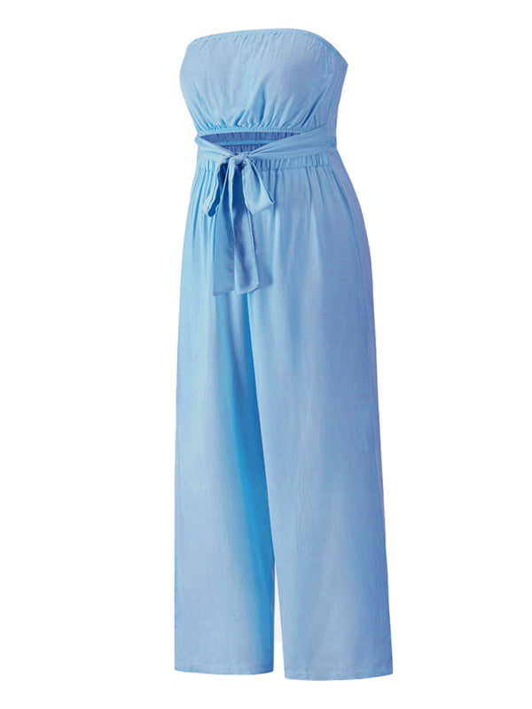 Sexy rückenfreier, schmal geschnittener Jumpsuit, europäischer und amerikanischer gerader Hosenanzug 