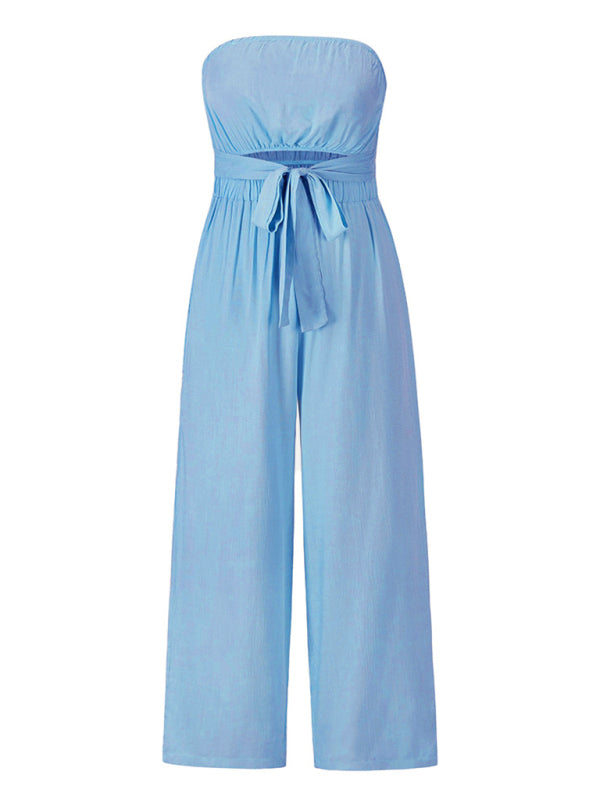 Sexy rückenfreier, schmal geschnittener Jumpsuit, europäischer und amerikanischer gerader Hosenanzug 