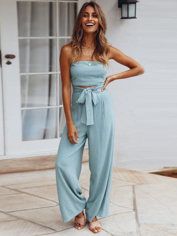 Sexy rückenfreier, schmal geschnittener Jumpsuit, europäischer und amerikanischer gerader Hosenanzug 
