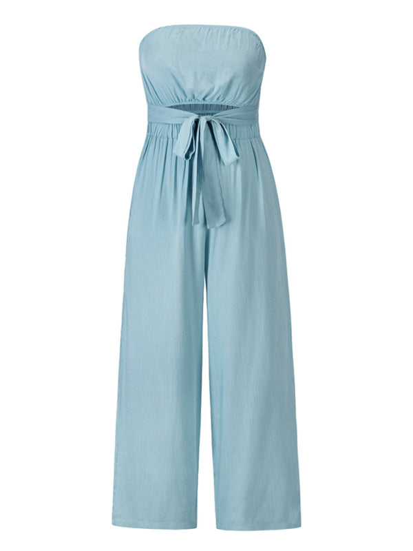 Sexy rückenfreier, schmal geschnittener Jumpsuit, europäischer und amerikanischer gerader Hosenanzug 
