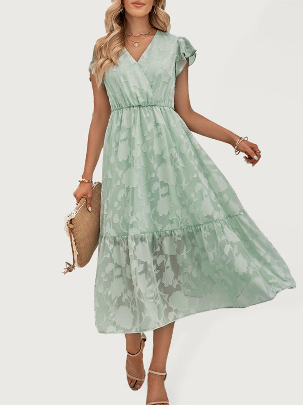 Damenkleid mit Rüschenärmeln und Blumenmuster 