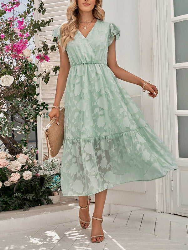 Damenkleid mit Rüschenärmeln und Blumenmuster 