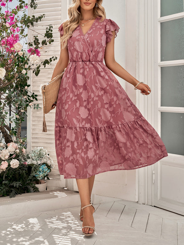 Damenkleid mit Rüschenärmeln und Blumenmuster 