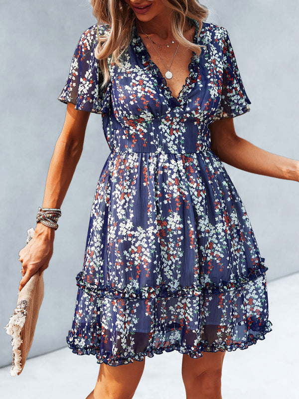 Casual all-match spring and summer sexy short dress - Closther