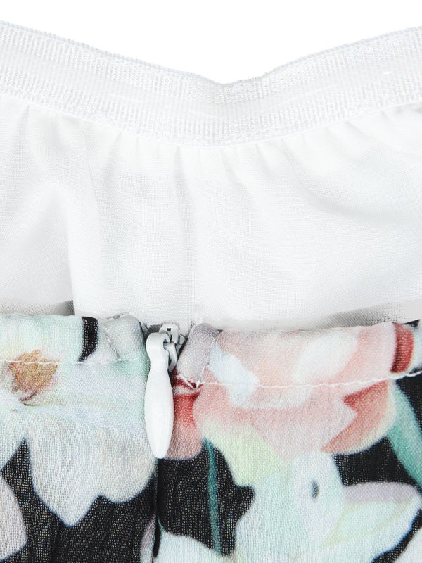 Sexy Jumpsuit mit einseitigem Kragen, Laternenmuster und Lotusblatt-Print, langen Ärmeln für Damen 