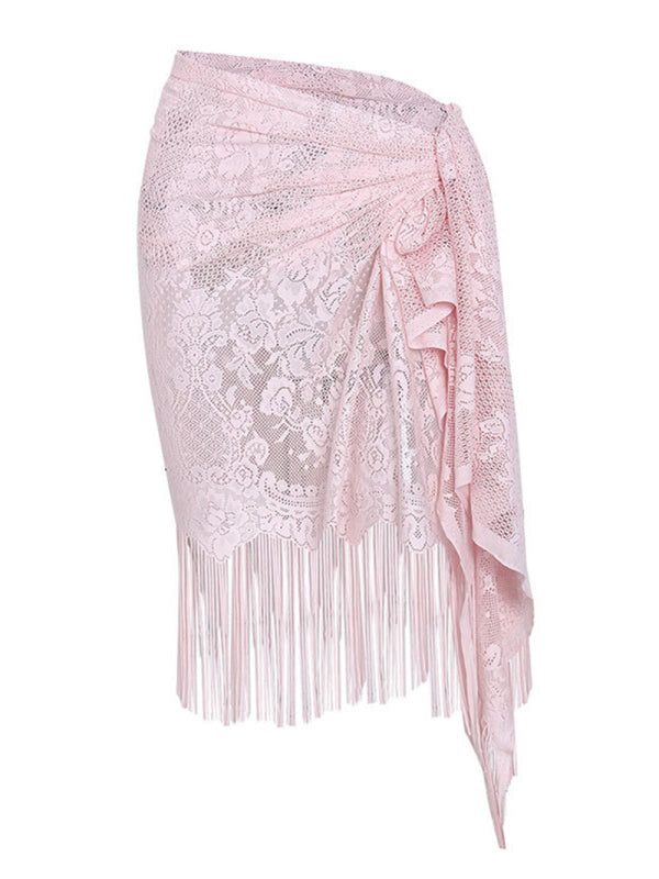 Lace Tassel Women’s Beach Cover-Up Skirt – detail view