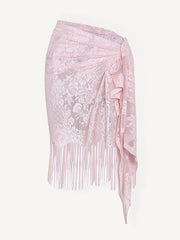 Lace Tassel Women’s Beach Cover-Up Skirt – front view