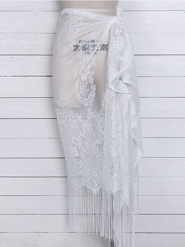 Lace Tassel Women’s Beach Cover-Up Skirt – detail view