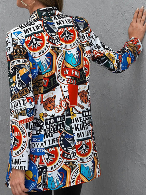 veste de tailleur pour femme avec logo imprimé graffiti tendance. 