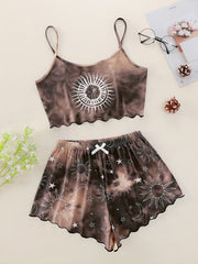 Homewear-Set für Damen: Camisole-Top mit Batikmuster im Xingyue-Stil + Shorts 