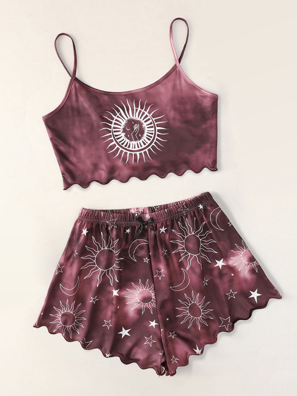 Homewear-Set für Damen: Camisole-Top mit Batikmuster im Xingyue-Stil + Shorts 