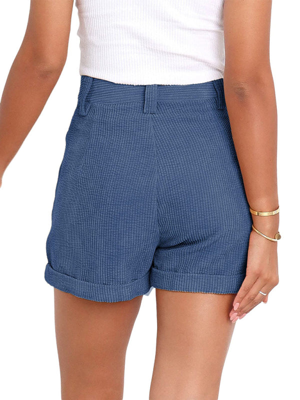 Short d'été décontracté en polyester tissé taille haute 